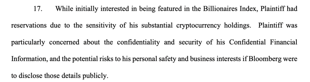 Tron Founder Justin Sun Takes Bloomberg to Court to Block Crypto Asset Reveal